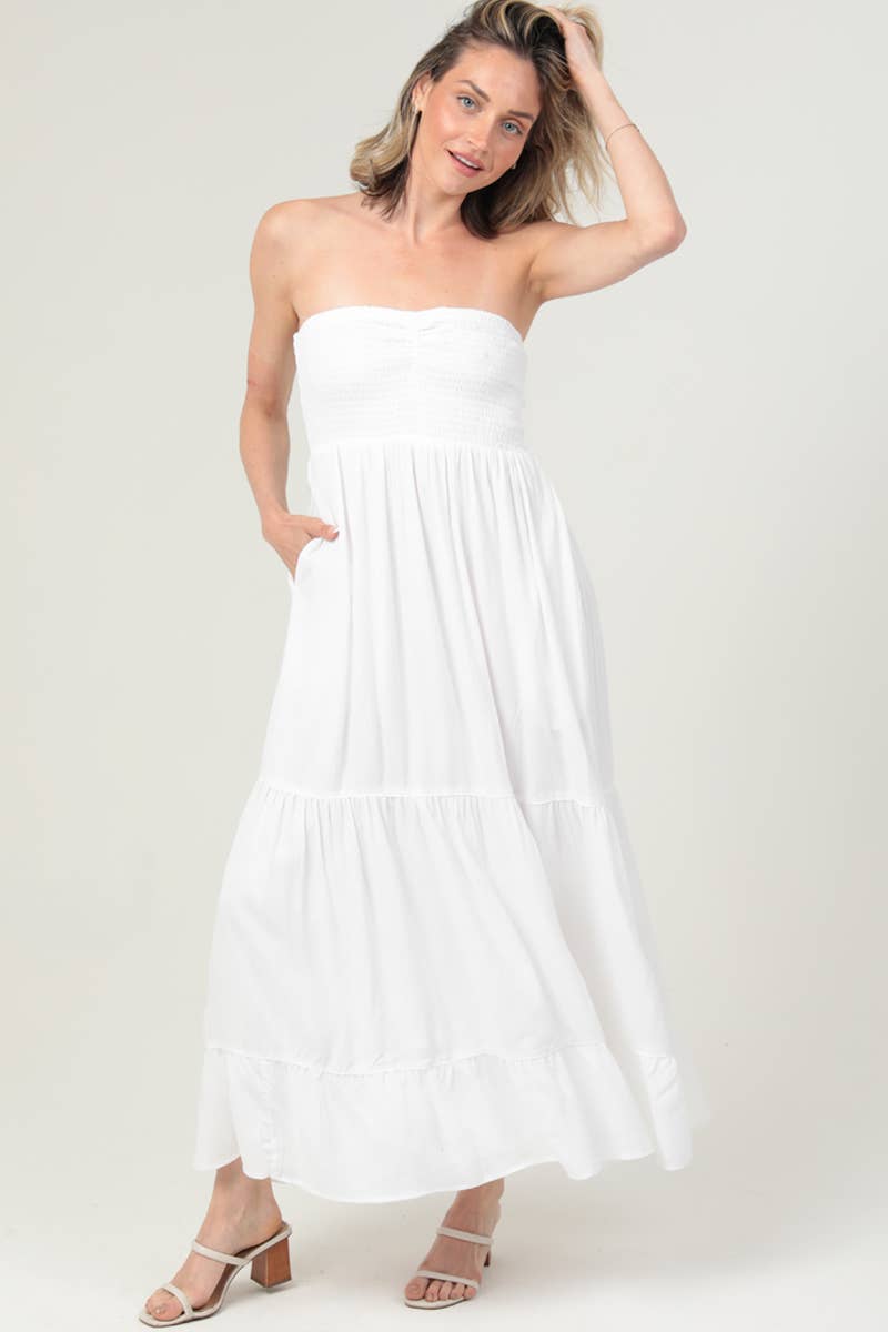 ANGIE - Vente Robe – femme - C4F13-ASIS ROBE LONGUE BUSTIER À BODICE FRONCÉ EN FORME DE CŒUR9