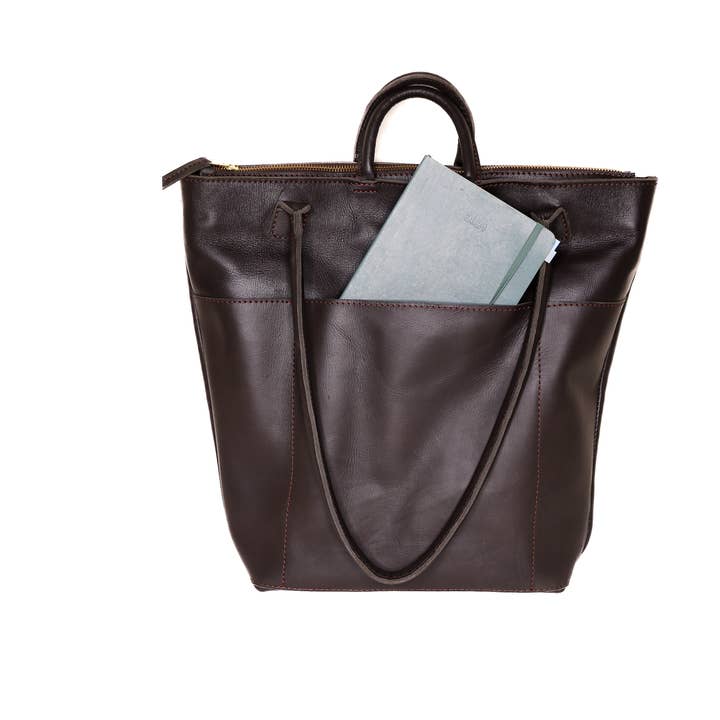 Brown Utility Tote Handbag, Dark Hazelnut for wholesale on Faire5