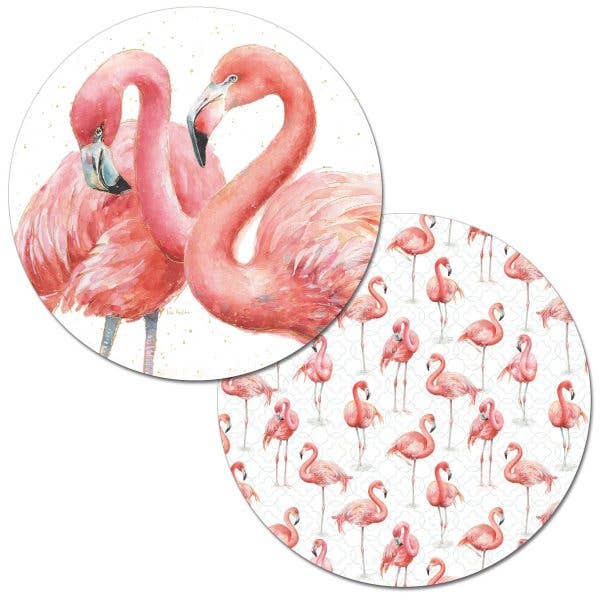 Napperon rond réversible en plastique rose gracieux pour la vente par CounterArt/Highland Home/Thirstystone/CoasterStone