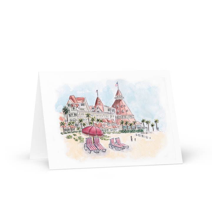 Carte de vœux de l'Hôtel Del Coronado – Le charme intemporel du Del pour la vente par Swil Arts