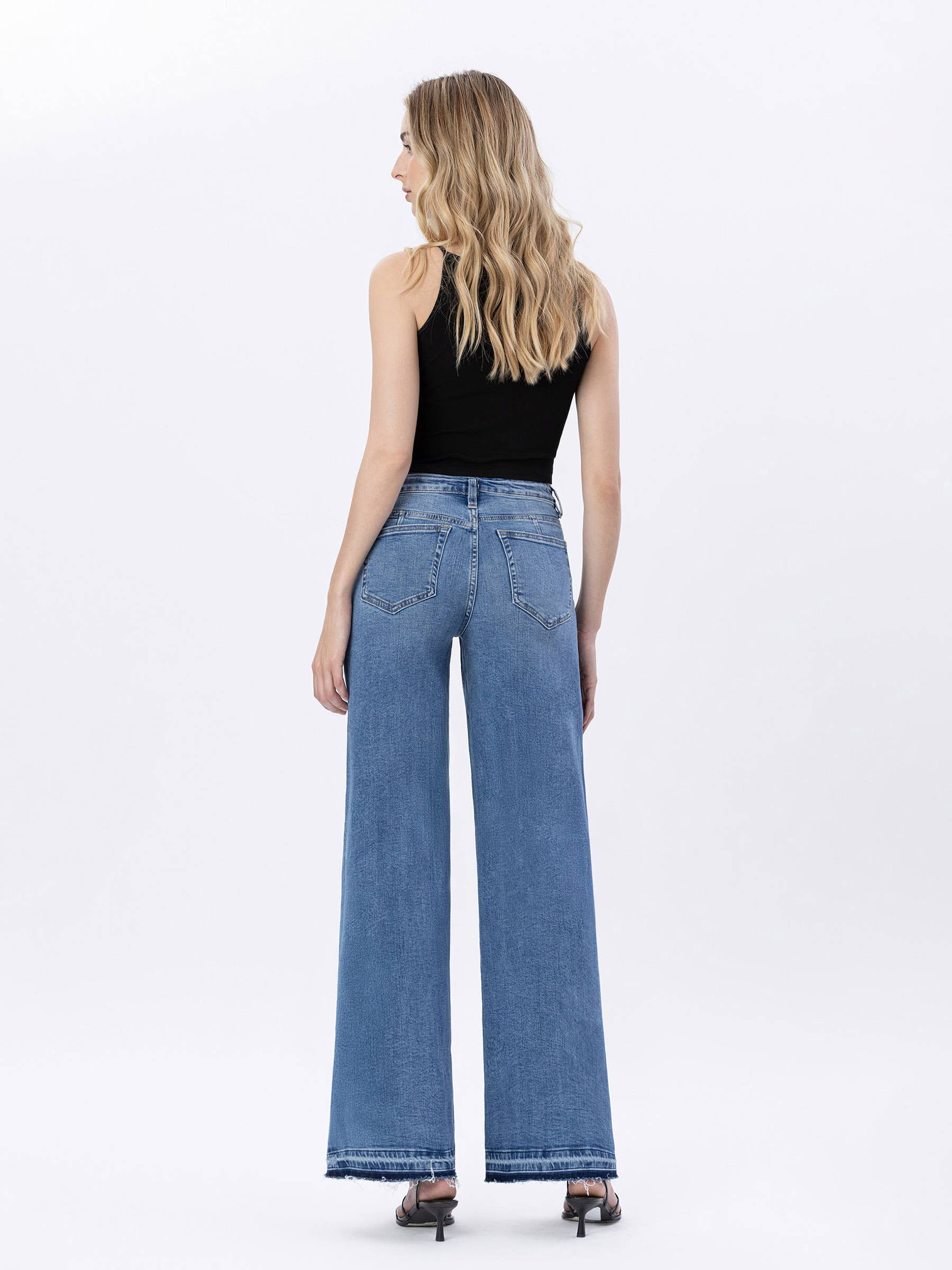 RESOLUTE SUPER HIGH RISE SPLIT SEAM WIDE LEG JEANS F5374M for wholesale on Faire6