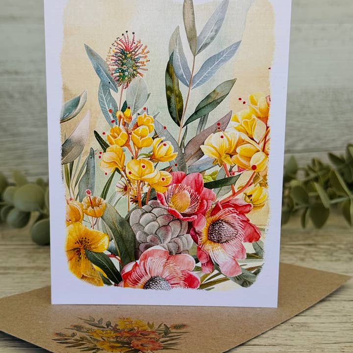 Scattered Seed Co - Vente Assortiments de papeterie/cartes - FLORAISON AUSTRALIENNE avec bordures Ensemble de 4 cartes vierges2