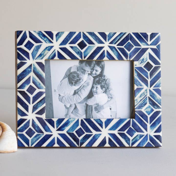 Celestina 4x6 Photo Deep Blue Resin Mosaic Picture Frame for wholesale by Foreside Home & Garden