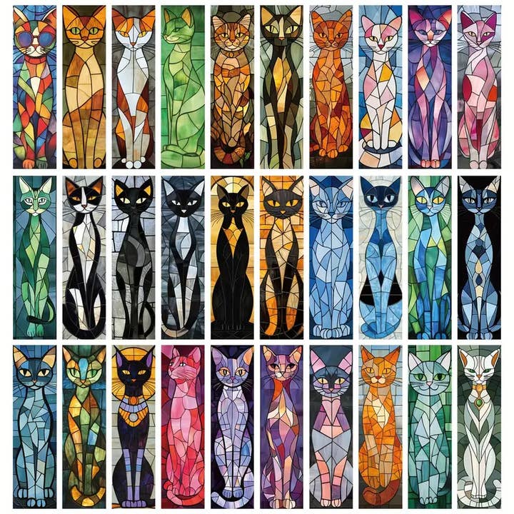 Magnifique Hearts - Wholesale Bookmark - Cat-Themed Stained Glass Style Bookmarks – Artful Markers