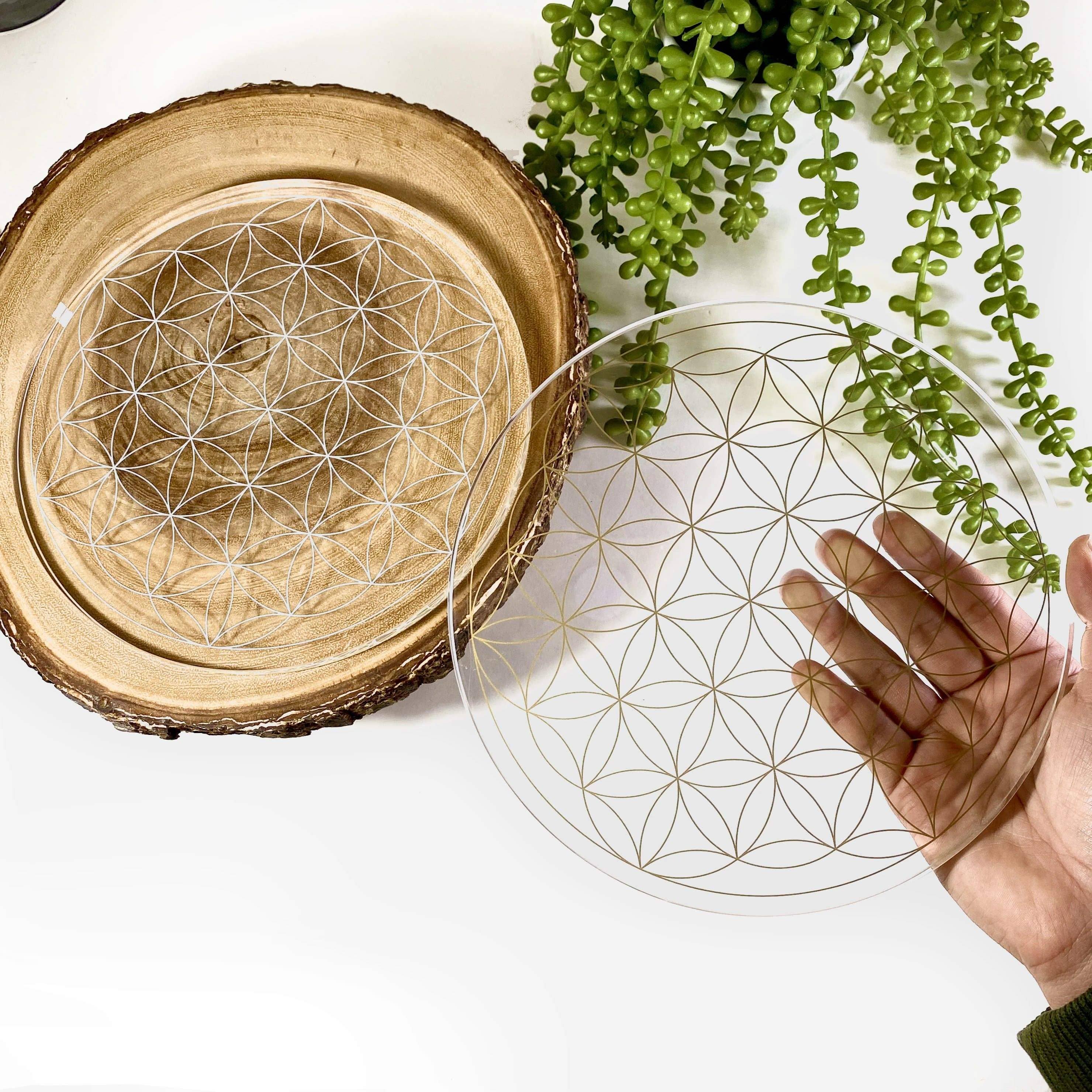 Rock Paradise – Pedra/cristal espiritual por atacado – Grade Acrílica Flor da Vida Cristal (RK17-14)2