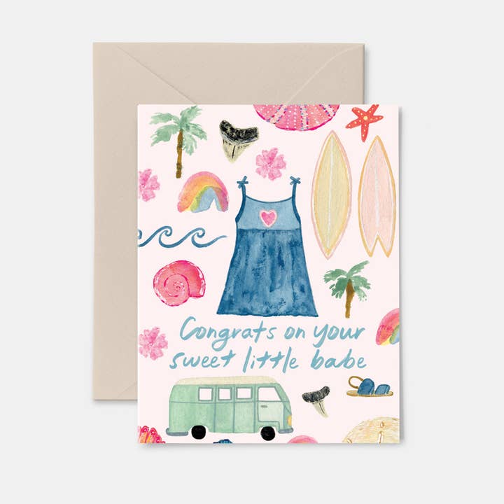 Beach Babe | New Baby Girl Greeting Card for wholesale by Salty Kai
