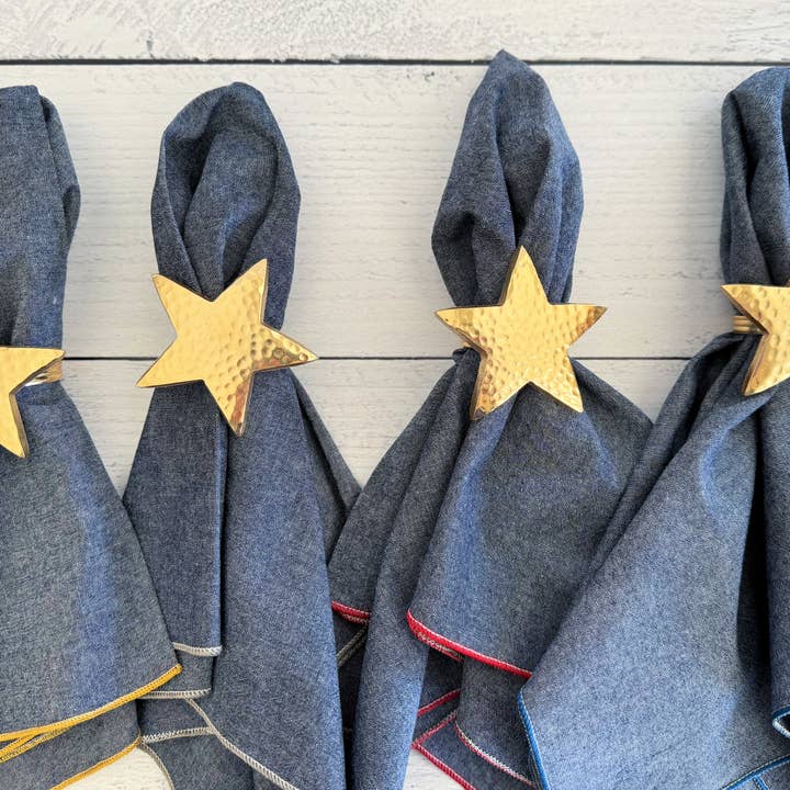 Guldstjärna servettringar, uppsättning av fyra för wholesale av Dot and Army