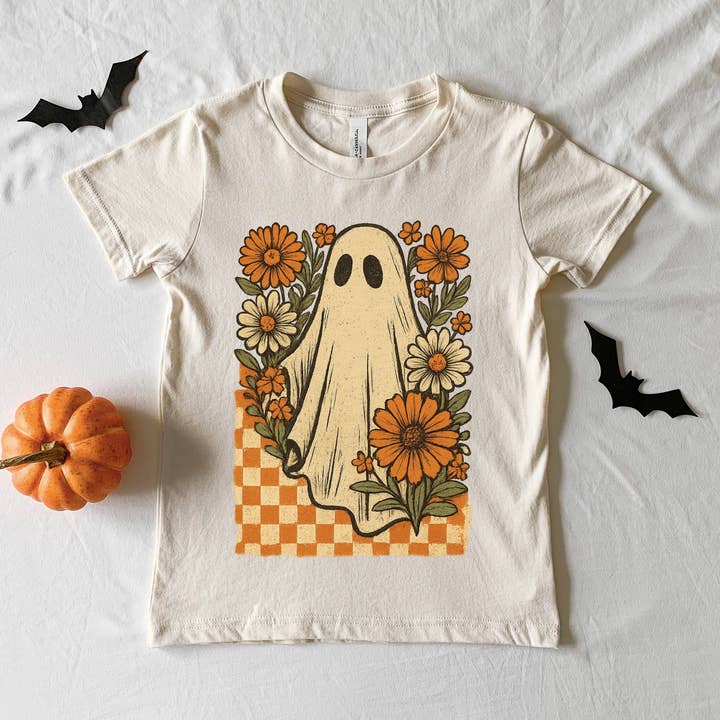 Ternet Spøgelse Blomstret Vintage - Ungdoms Kortærmet Grafisk T-shirt og Småbørns Kortærmet Grafisk T-shirt for engroshandel hos The Juniper Shop Wholesale