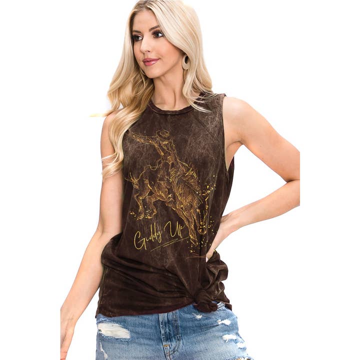 HRTandLUV - Wholesale Tank Top - Women's - GIDDY UP COWBOY RODEO Tank TOP1