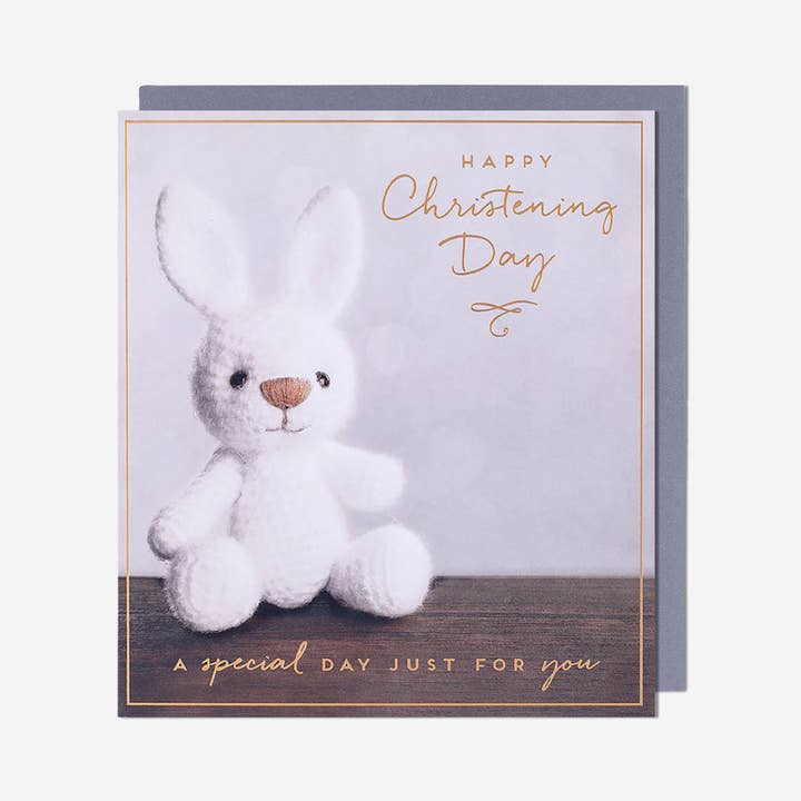 Bunny Toy Christening Card for wholesale by Pigment Productions Ltd