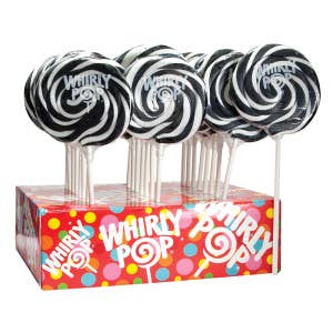 L&F Universal Goods - Vendita all'ingrosso Lecca lecca - Whirly Pop Misto Frutti di Bosco Bianco e Nero 24/1,5OZ0