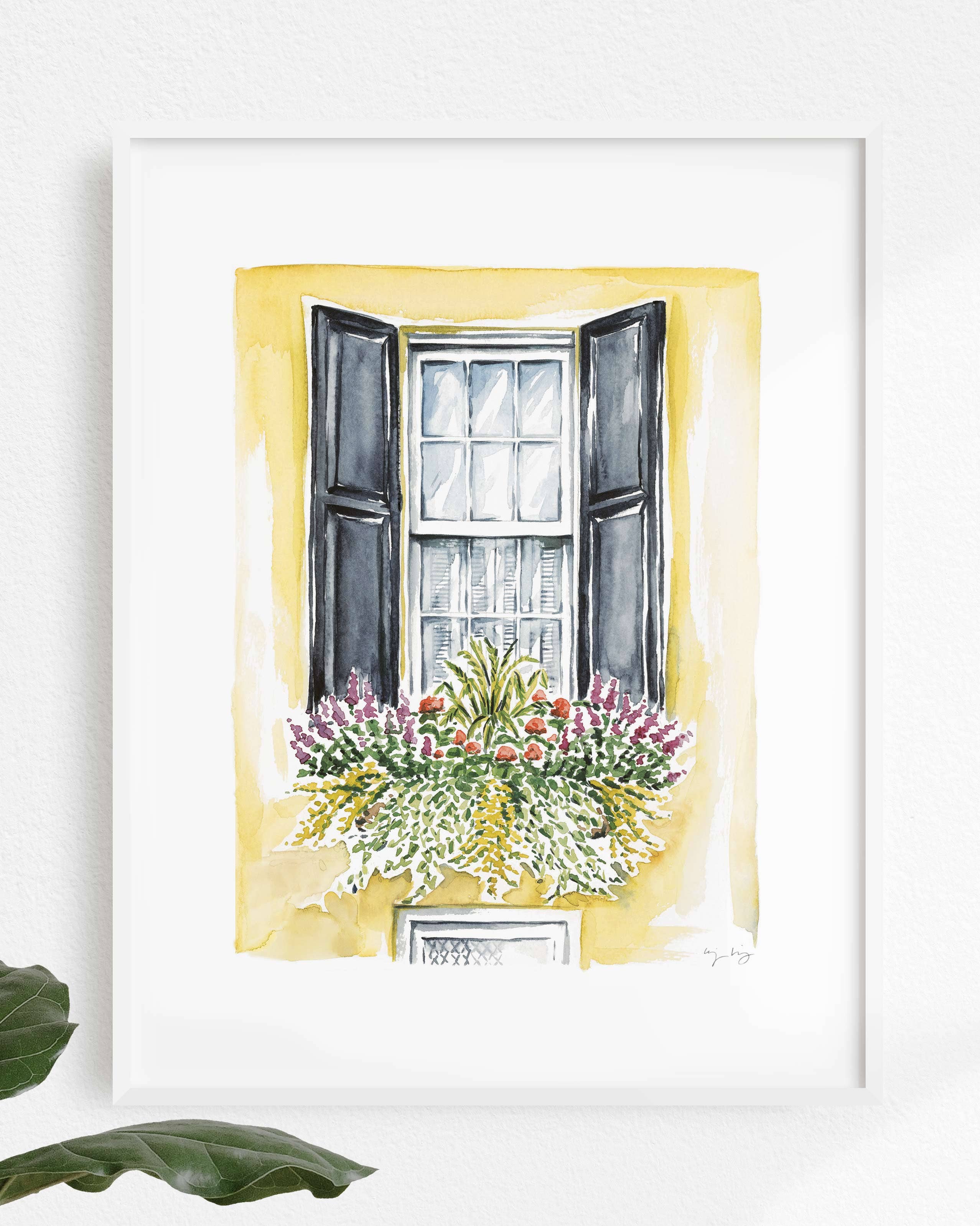 Texture Design Co - Wholesale Art Print - Flower Box Print of Tall Yellow Window3