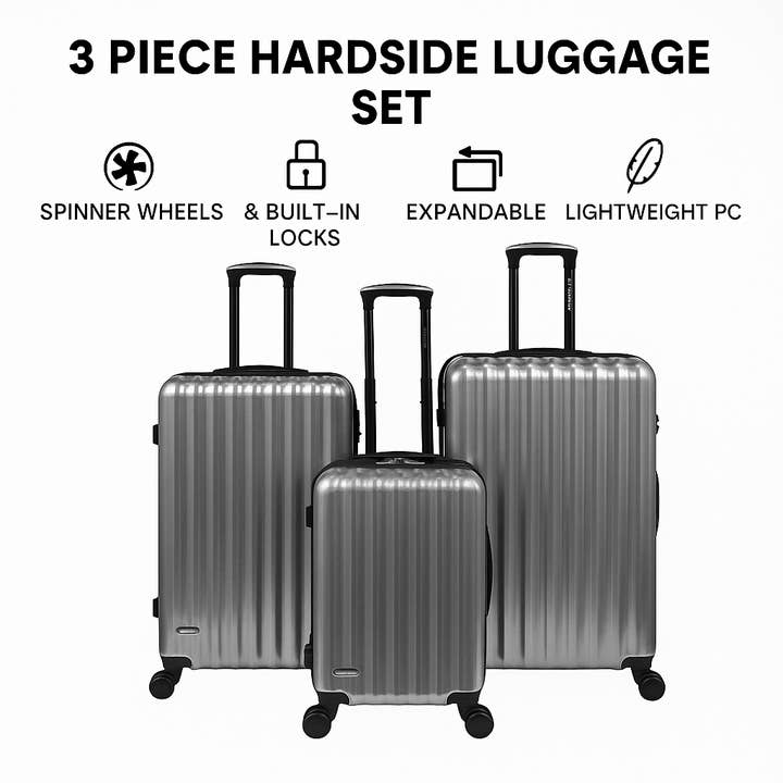 3-Piece Expandable Hardshell PC Luggage Set for wholesale by Dony Corp