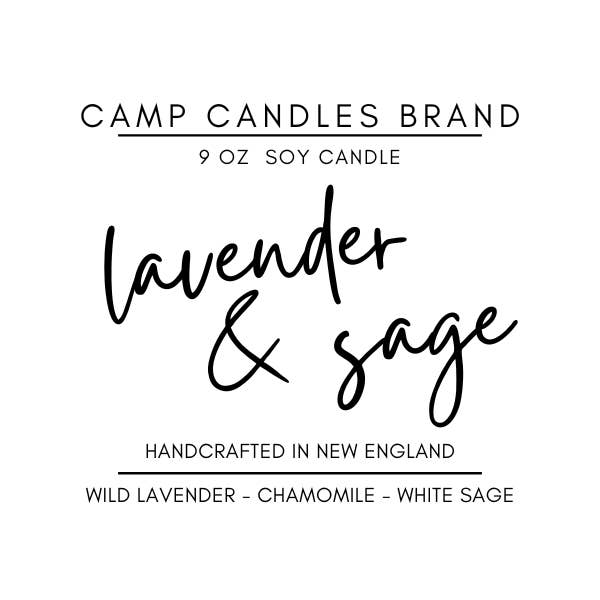 Camp Candles - Wholesale Jar/Filled Candle - Lavender & Sage Soy Candle- Clean burn, Herbal, Calming1