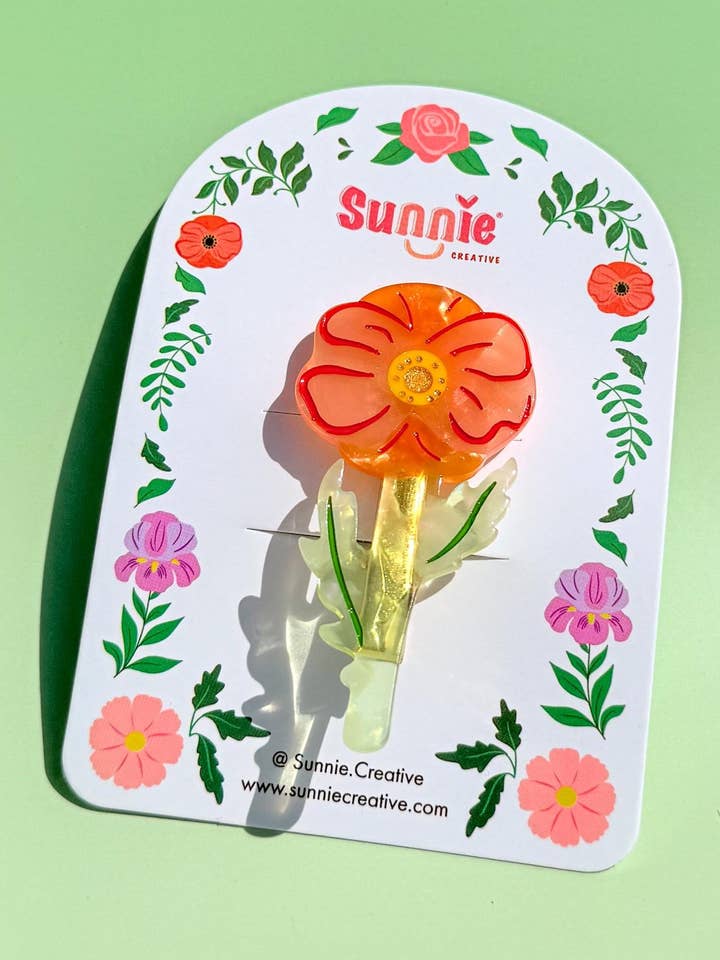 Poppy Hair Clip/Brooch for wholesale by Sunnie Creative