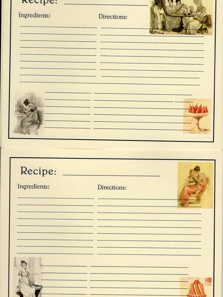 Jane Austen Recipe Cards Pack for wholesale by The Marble Faun Gifts