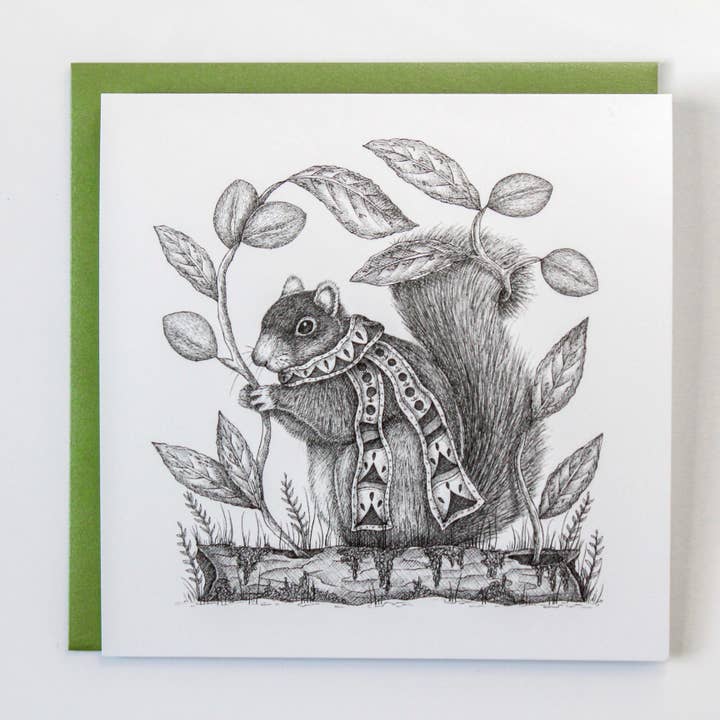 Almond Forager | Tarjeta de felicitación para venta al por mayor de Mackenzie Myrick Studio