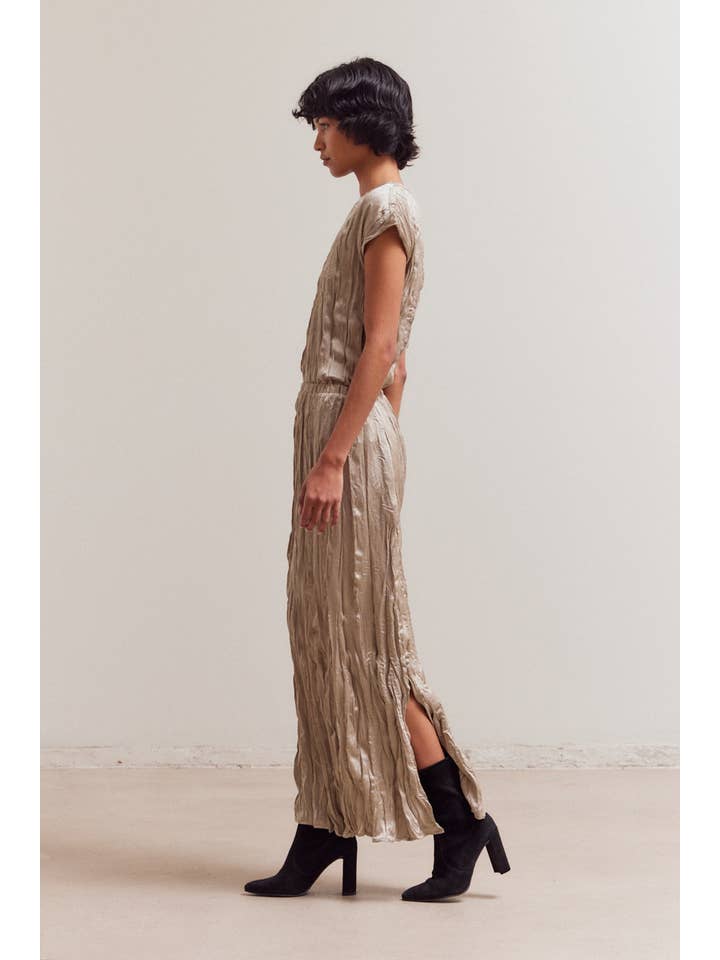 Grade & Gather - Wholesale Skirt - Women's - 50702 - PLEATED WRINKLE SATIN SLIT SKIRT10