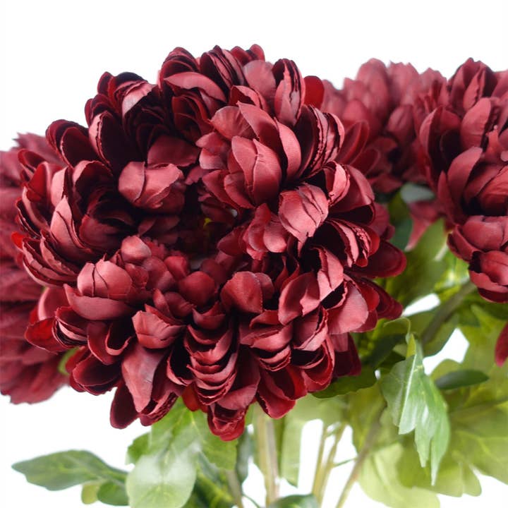 Leaf Design UK LTD - Wholesale Artificial Flowers - Pack 6x Artificial Flowers Large Chrysanthemum Red 75cm