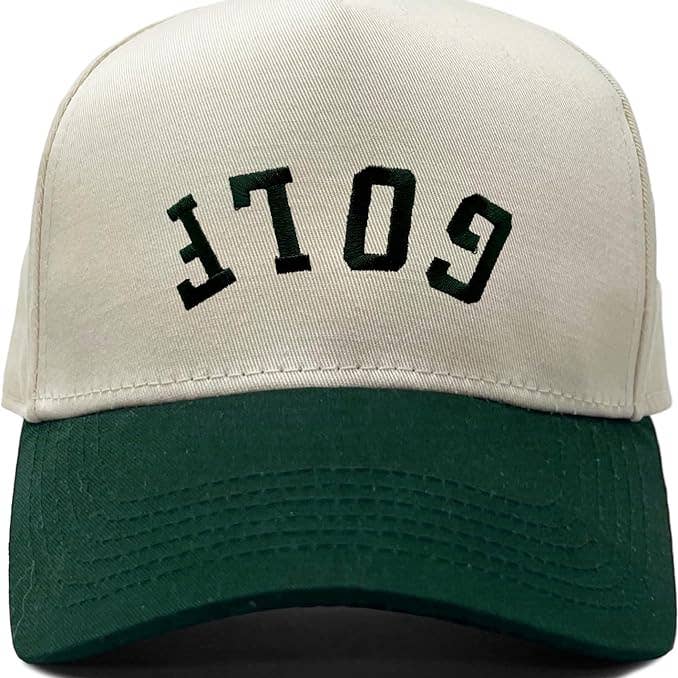 Funky Junque - Wholesale Baseball cap – Unisex - 2-Tone Embroidered Cap - Golf (Backwards) Green/Beige0