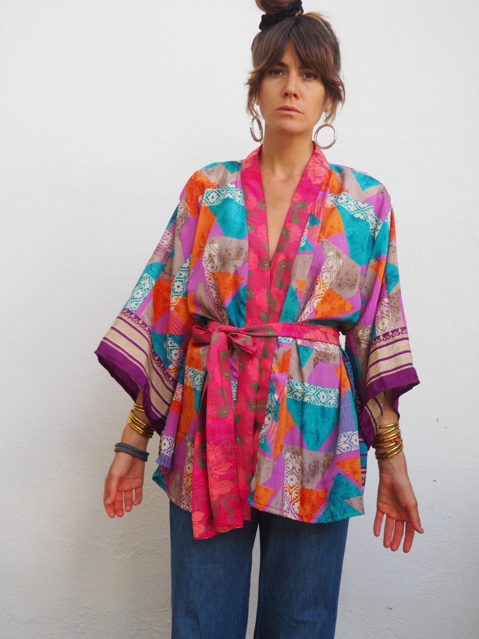 Vagabond Ibiza - Wholesale Kimono - Women's - The Kardash Kimono Short – Up-cycled Vintage Sari Kimono 14