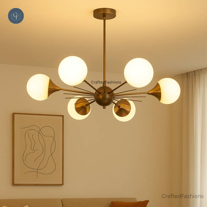 6-Light Spiked Globe Chandelier – Antique, made with raw brass for wholesale by Crafted Fashions