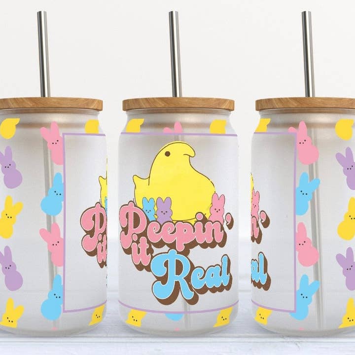 Gobelet en verre Libby Peeping It Real Easter 16 oz pour la vente par Kate Haven Glass Tumblers for Every Occasion