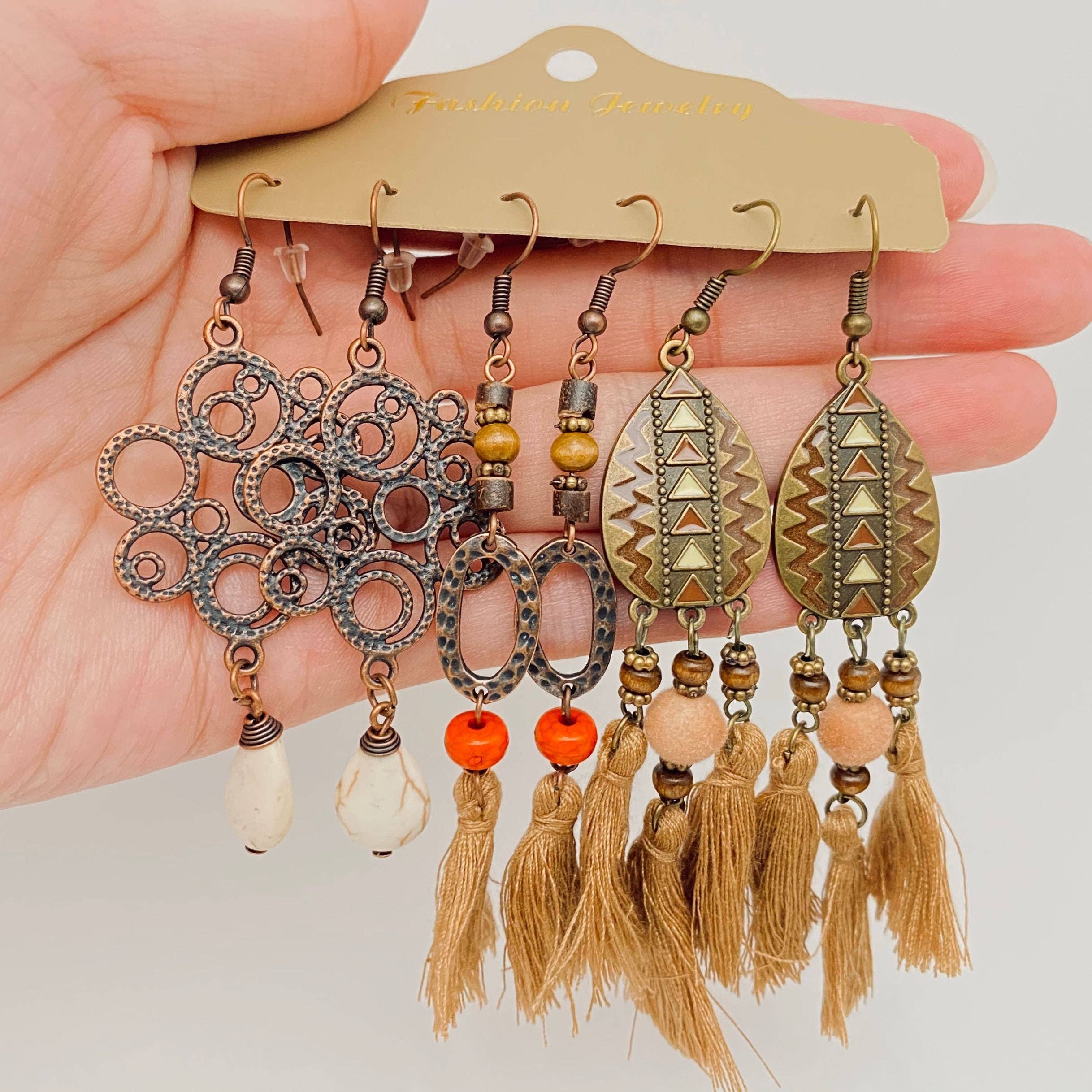 Mio Queena – wholesale Jewellery set – 3Pairs/set Boho Earrings in Different Styles - BJ11