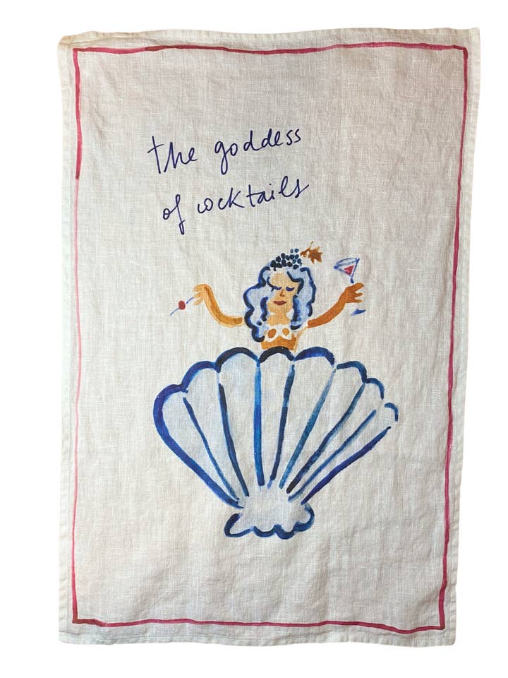 The Goddess of Cocktails - Linen Teatowel for wholesale by Dinette