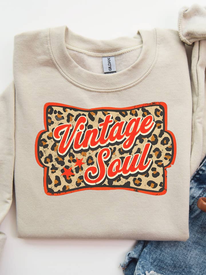 vintage soul crew neck sweater for wholesale by The wild honeys co