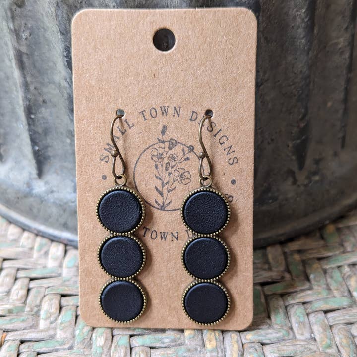 Small Town Designs - Wholesale Dangle Earrings - Rustic Black Trios