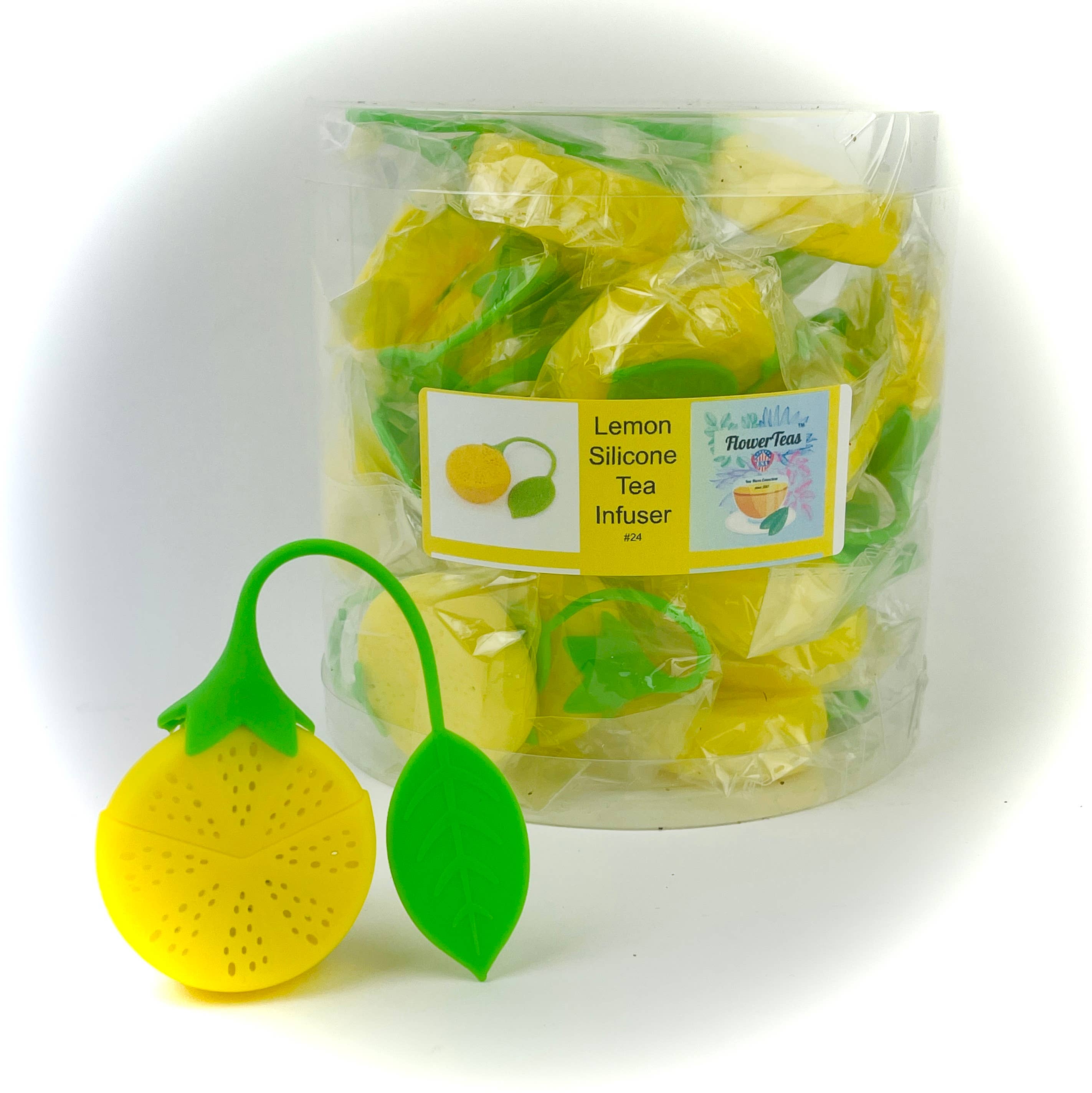 FlowerTeas - Wholesale Tea Strainer/Infuser - Bulk Barrel Silicone Tea Infusers Animals Lotus Lemon Pump5