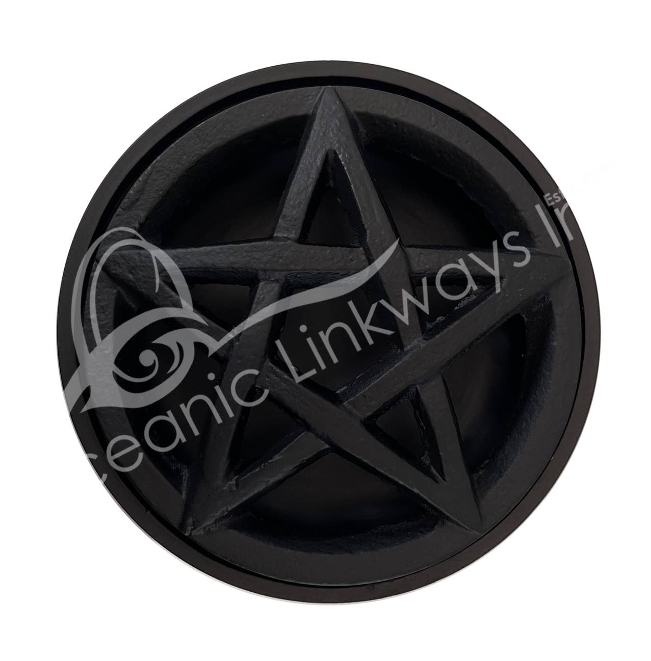 Oceanic Linkways Inc - Wholesale Spiritual Stone/Crystal - (PC)INCENSE HOLDER - CAULDRON WITH PENTACLE LID CAST IRON 3.1