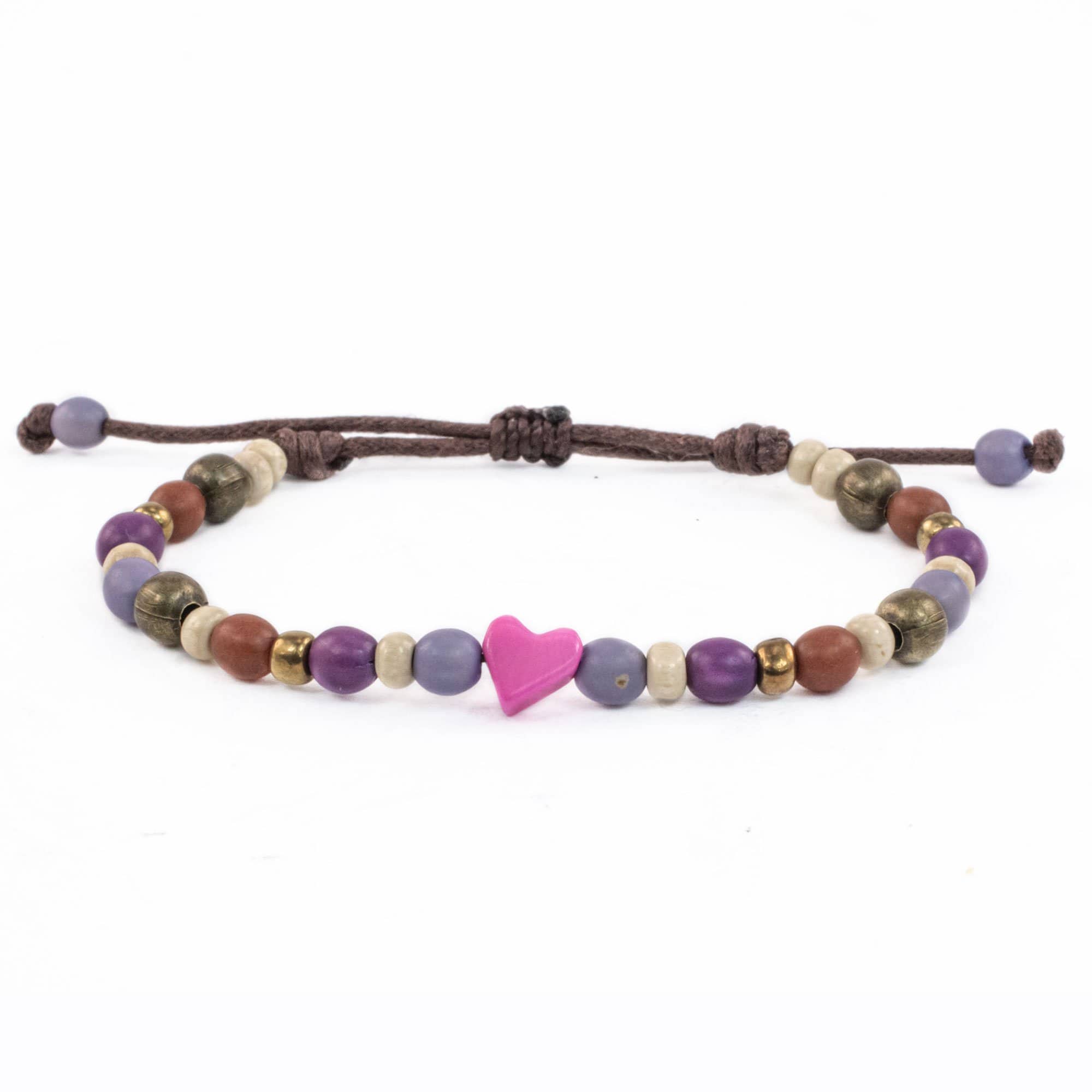 Love Is Project – wholesale Beaded bracelet – Tagua Heart Bracelet - Pink0