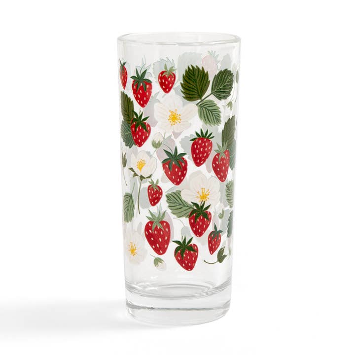 Strawberry Patch Tall Juice Glass for wholesale by Paper Farm Press