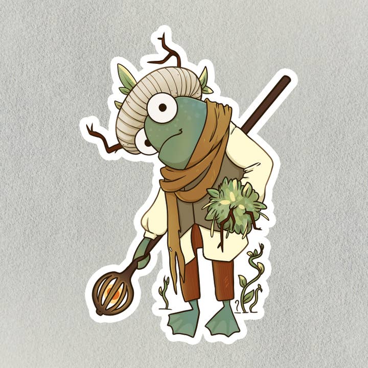 Druid Adventure Frog Sticker for wholesale by Salt Birch