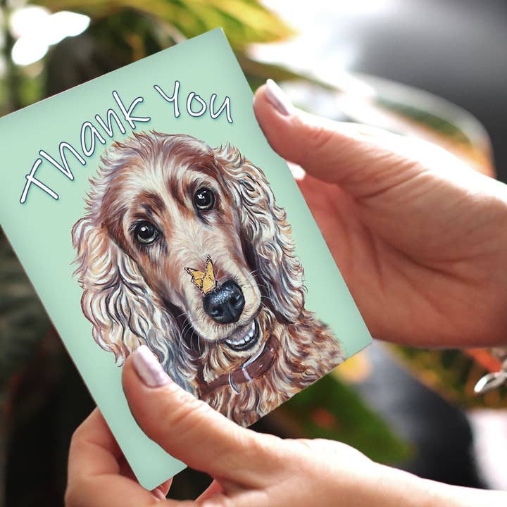 Carte de remerciement pour chien - Cocker Spaniel pour la vente par Irisha's Card Art