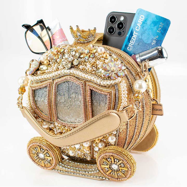 Mary Frances Accessories - Wholesale Top Handle Bag - Women's - Dream Big Beaded Gold Carriage Handbag