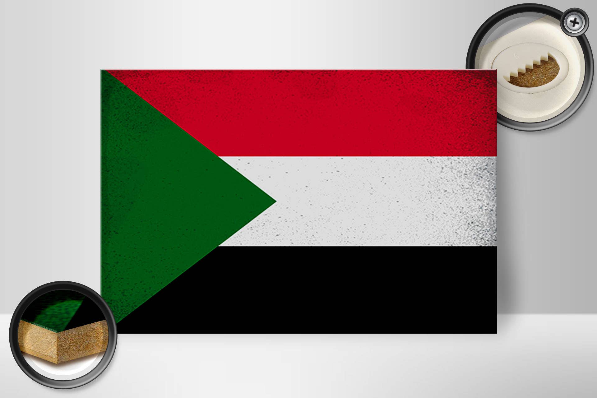 Femer – Großhandel Schilder – Holzschild Flagge Sudan 30x20cm Flag of Sudan Vintage1