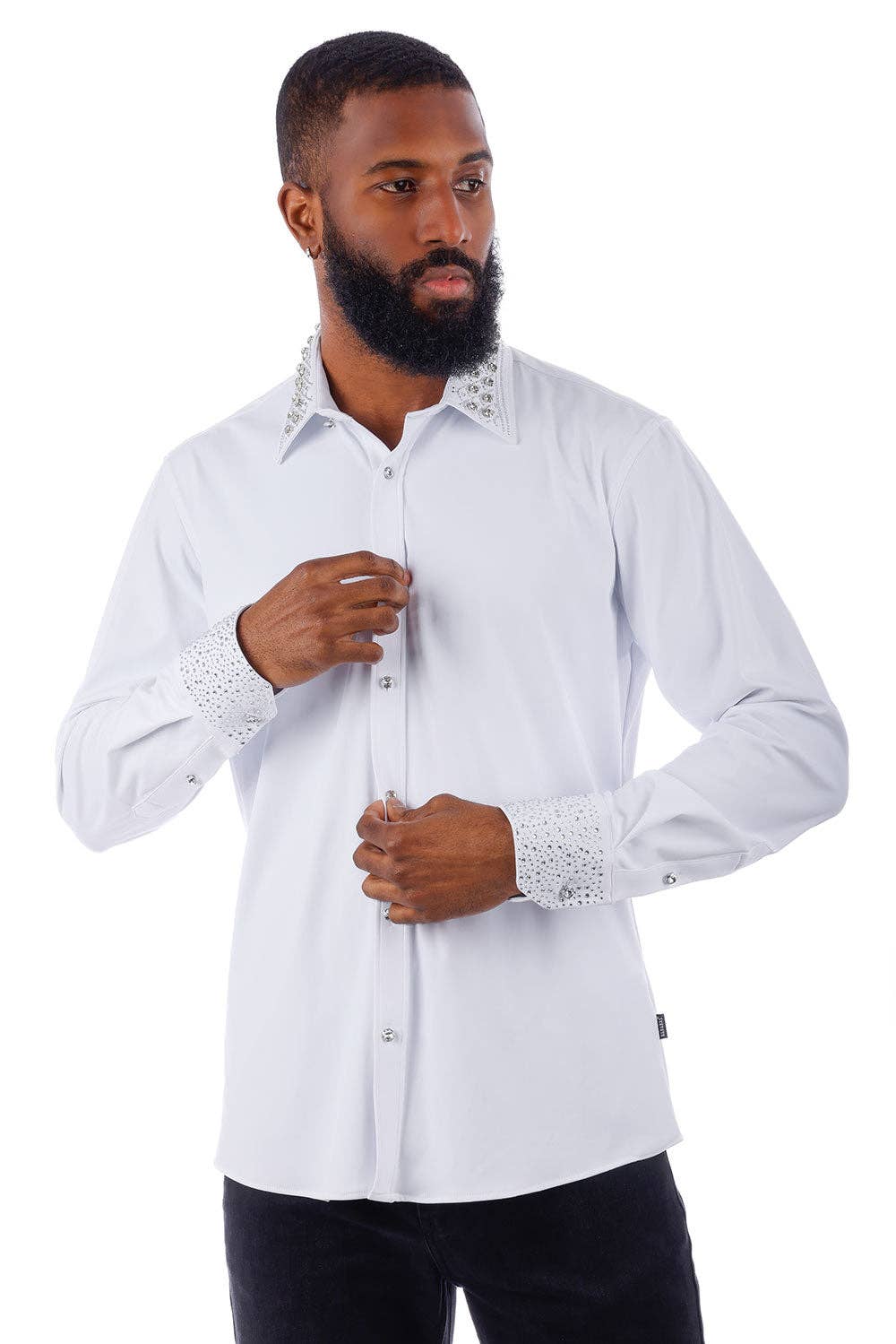 BARABAS – Camisa de botões - Homem por atacado – Camisa de manga comprida com gola strass para homem 3B293