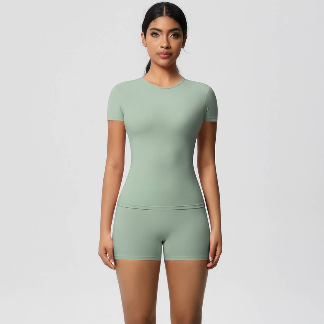 Sodalemon – wholesale Activewear set – Women′s – Women Yoga Set: Quick Dry Breathable Short Sleeve + Shorts12