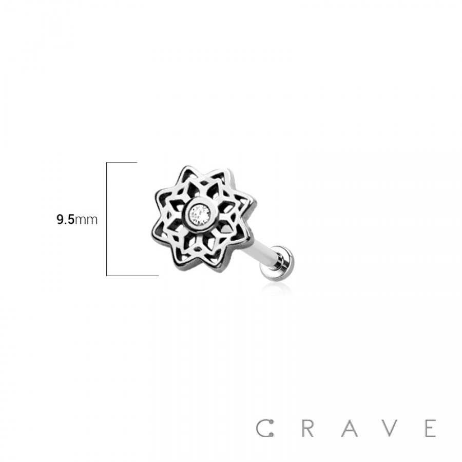 CRAVE - Wholesale Single Earring - MANDALA LOTUS FLOWER TOP THREADLESS (PUSH IN) 316L SURGICAL1