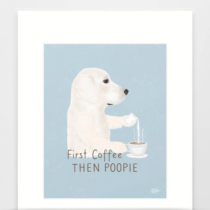 Golden Retriever Dog Art Print, Edição Creme Inglês - Poop por atacado de Laura Bergsma Studio