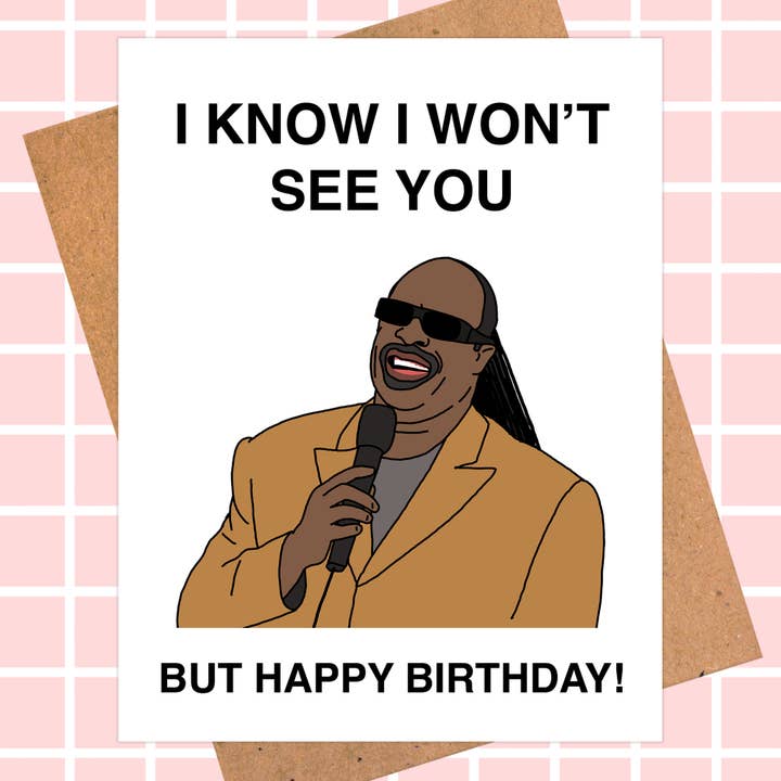 Pop Hot Cards - Wholesale Birthday Card - Stevie Wonder Funny Belated Birthday Card