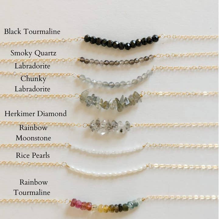 Seaflowerjewelry - Wholesale Pendant/Charm Necklace - Gemstone Bar Pendant Necklace Gold Fill Sterling Silver3