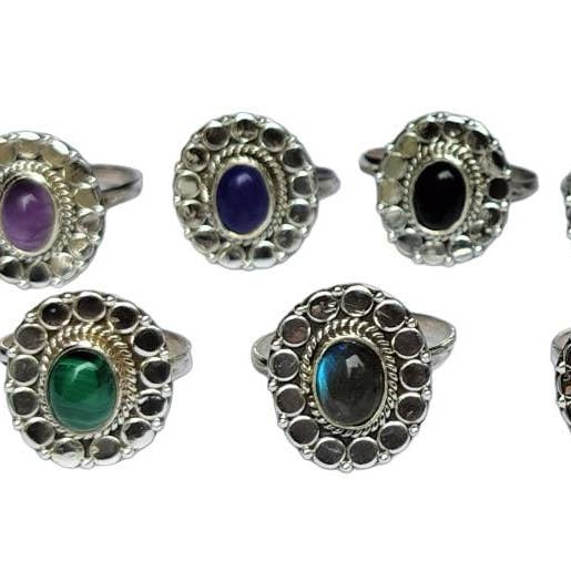 Pack of 10 Pieces 925 Silver Handmade Rings With Gemstones for wholesale by SILVER CAVE