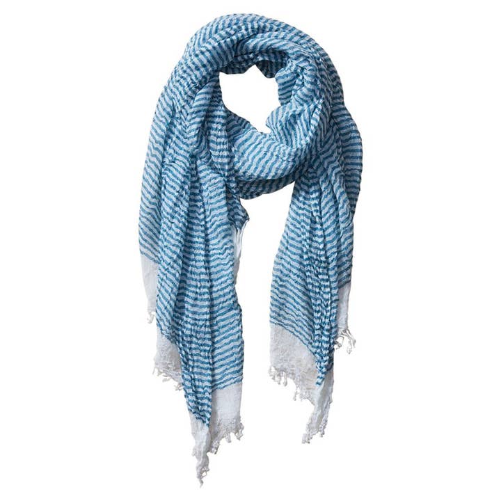 Hadley Wren - Wholesale Scarf - Women's - Tiny Stripe Insect Shield Scarf - Blue