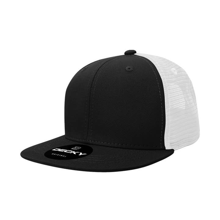 The Park Wholesale - Wholesale Trucker hat – Unisex - Decky 1052 - Blank 6 Panel Trucker Hat, Flat Bill Snapback - 105268