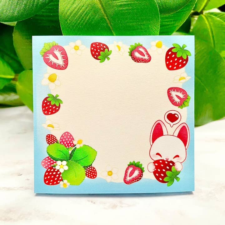 Cloud Cat Arts - Wholesale Sticky Notes - Strawberry Kitty - Cute Fruit Cat - Sticky Notepad1