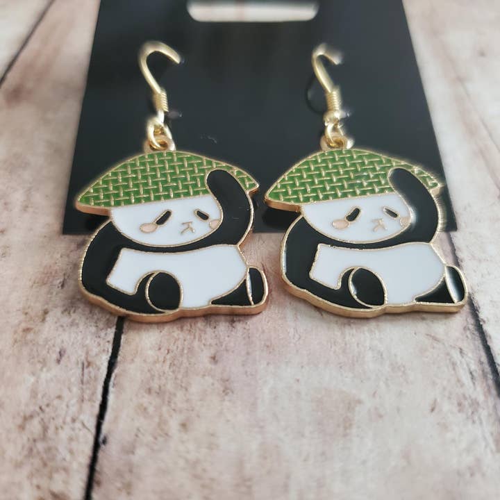 Tots And Tumblers Art – Großhandel Ohrhänger – Goldene Panda Ohrringe
